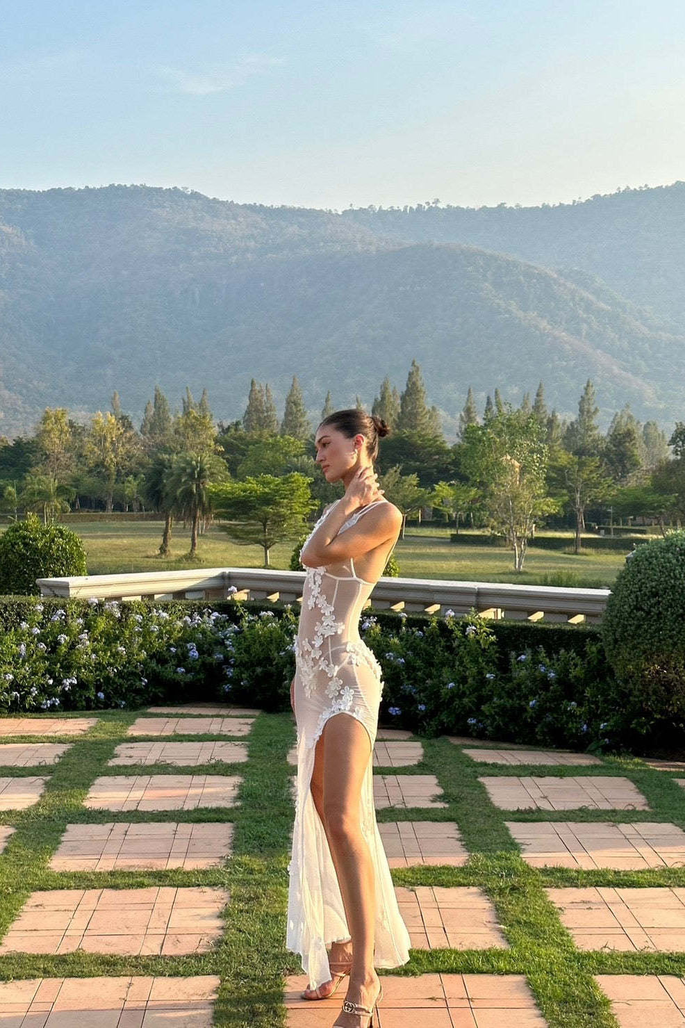 Soft Allure Tulle 3D Floral Spaghetti Dress