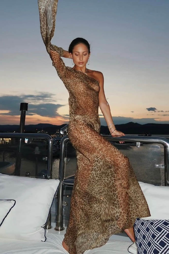 Leopard Mirage One-Shoulder Dress