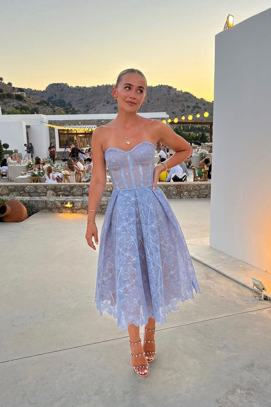 Romantic Summer Strapless Midi Dress