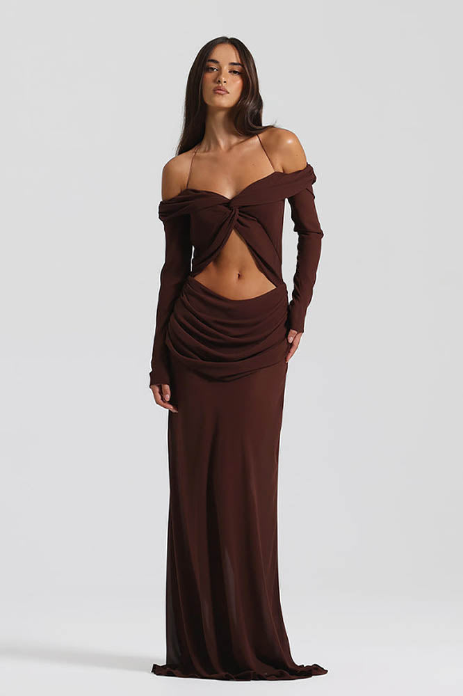 Moonlit Grace Off-Shoulder Dress