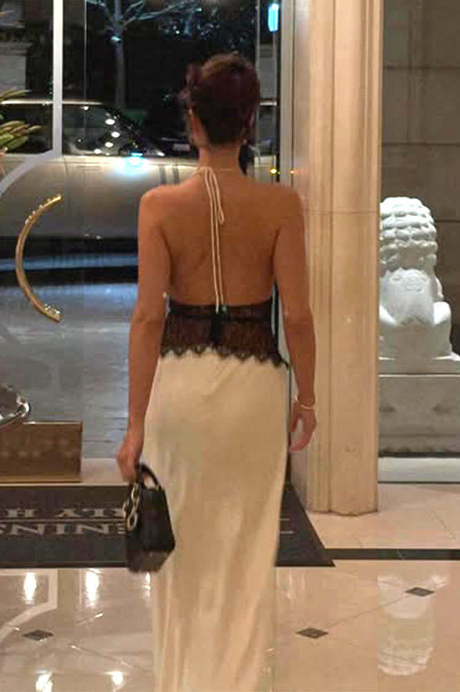 Halter Patchwork Backless Sexy Maxi Dress