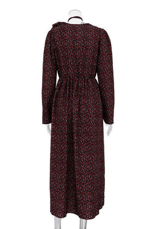 Bertha Flower V Neck Midi Dress