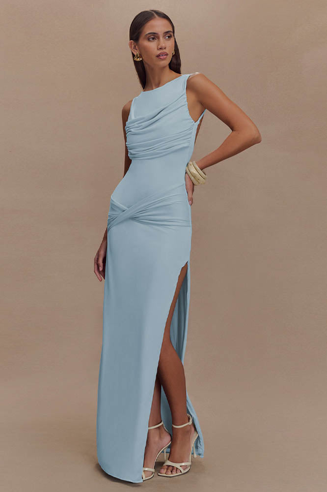 Serene Trace Backless Midi Dress