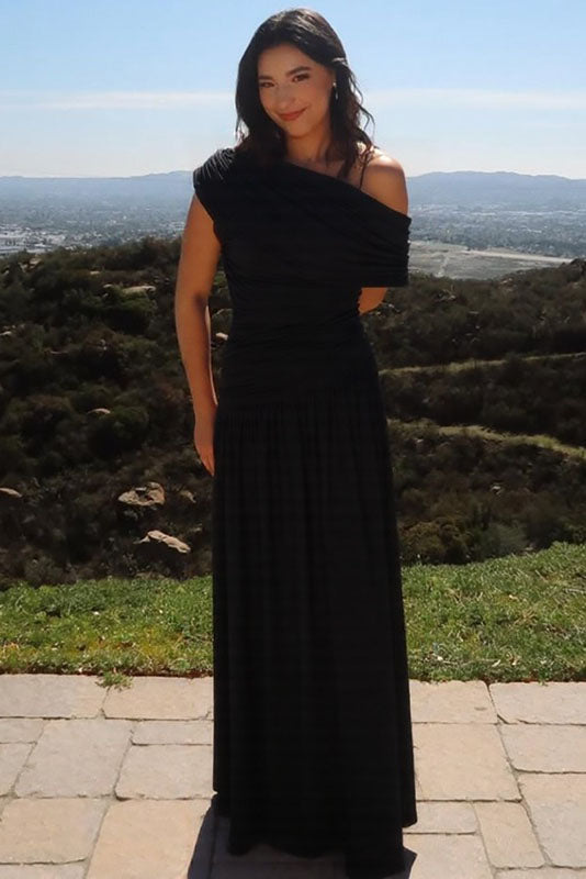 Asymmetric Cutout Evening Maxi Dress