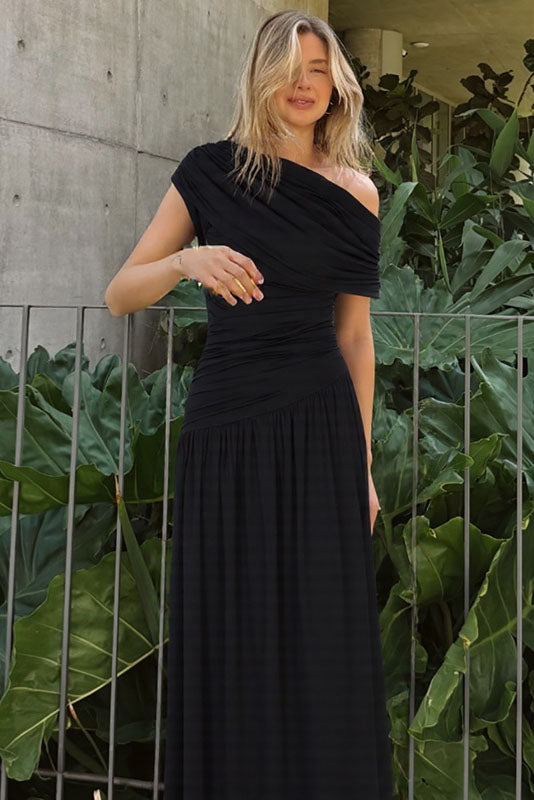 Asymmetric Cutout Evening Maxi Dress