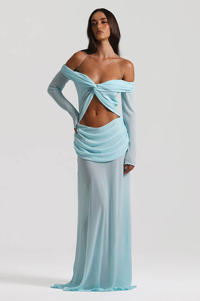 Moonlit Grace Off-Shoulder Dress