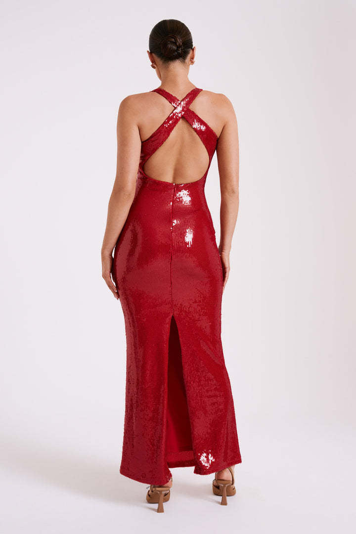 Sexy Cut-Out Halter High Slit Maxi Dress