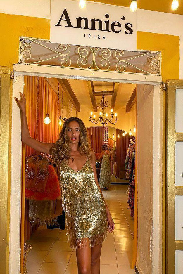 Shimmering Fringe Mini Dress