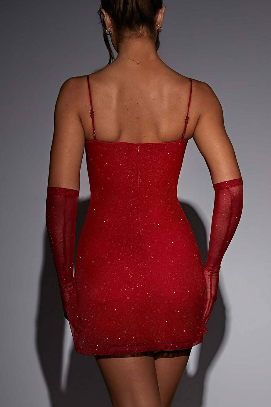 Pixie Mini Dress - Red Sparkle