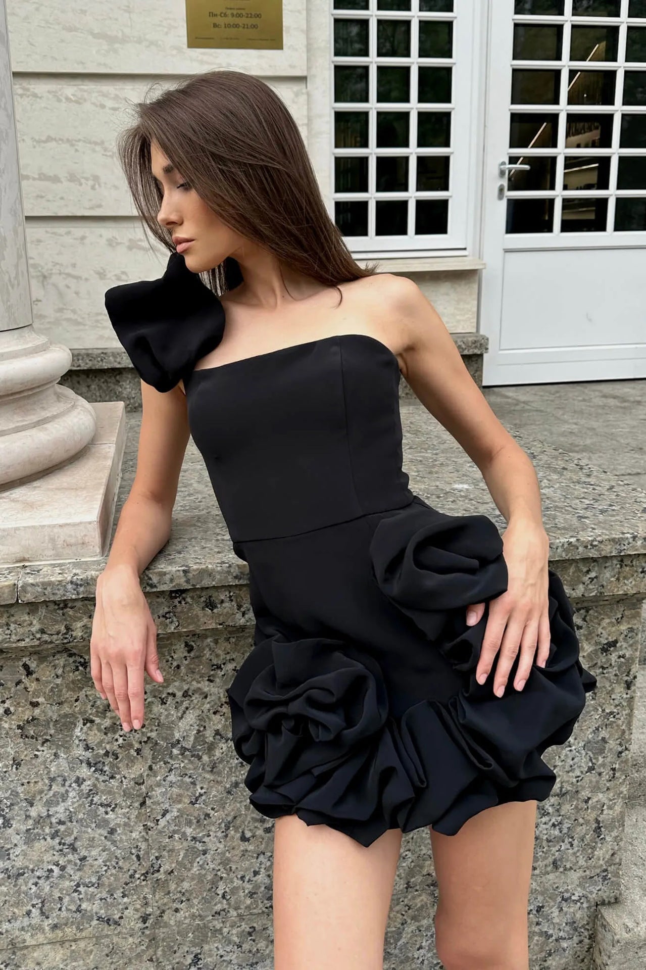 Romantic Tulip Waist Strapless Mini Dress