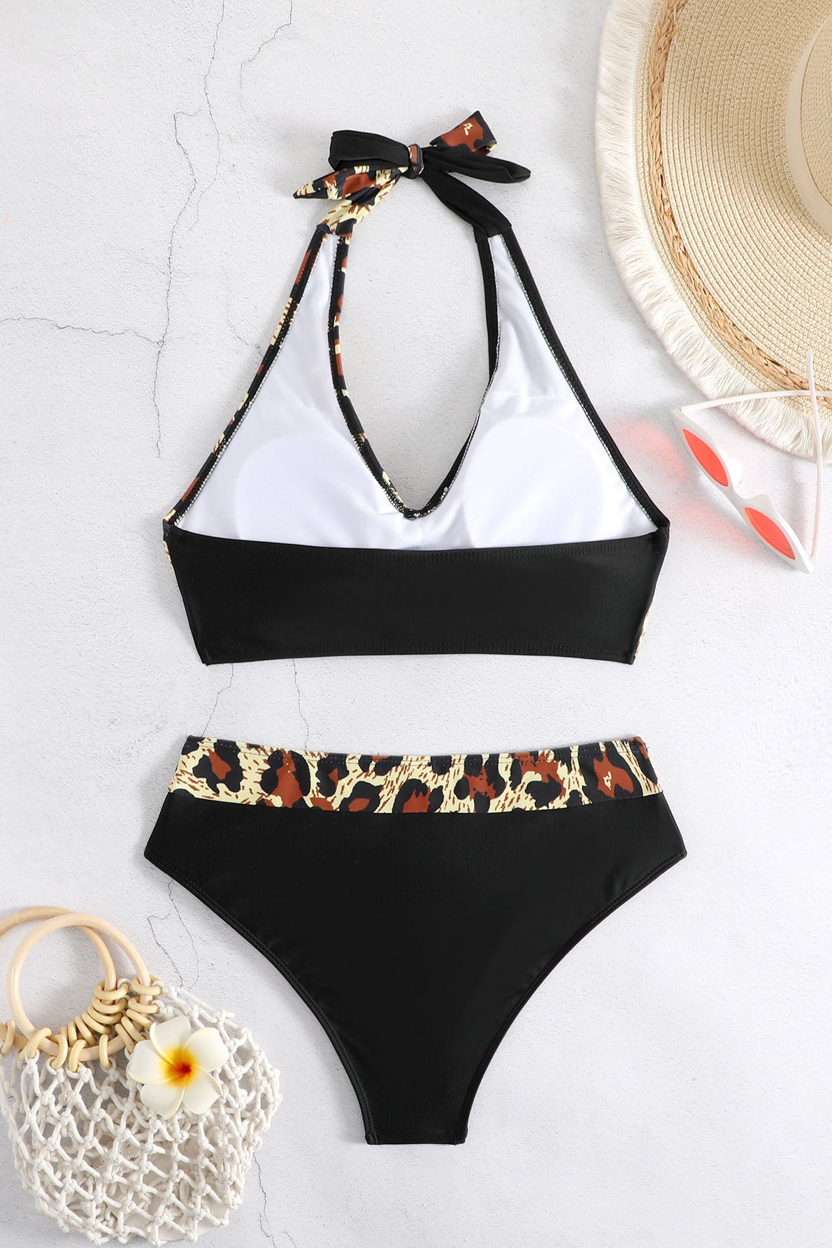 Colorblock Halter Bikini Swimwear