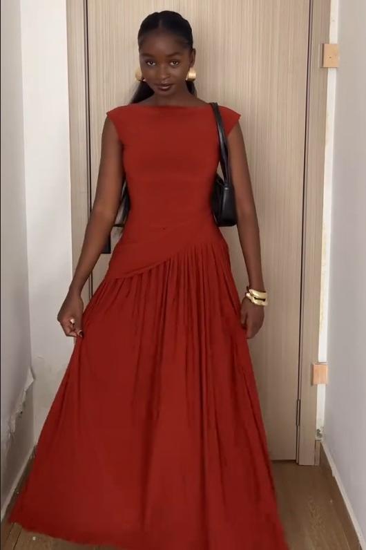 Sweet Orange Maxi Dress