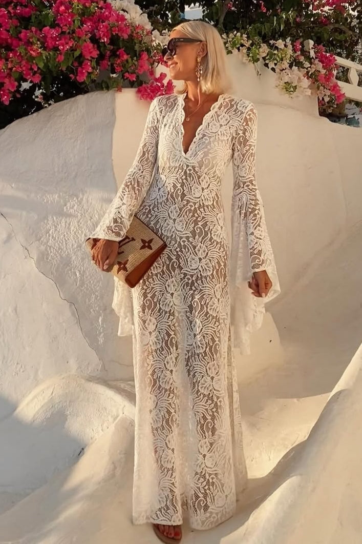 Lace Bell Sleeve Maxi Dress