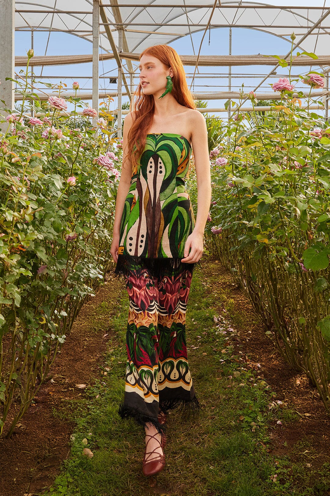 Green Coconut Tree Flow Mini Dress