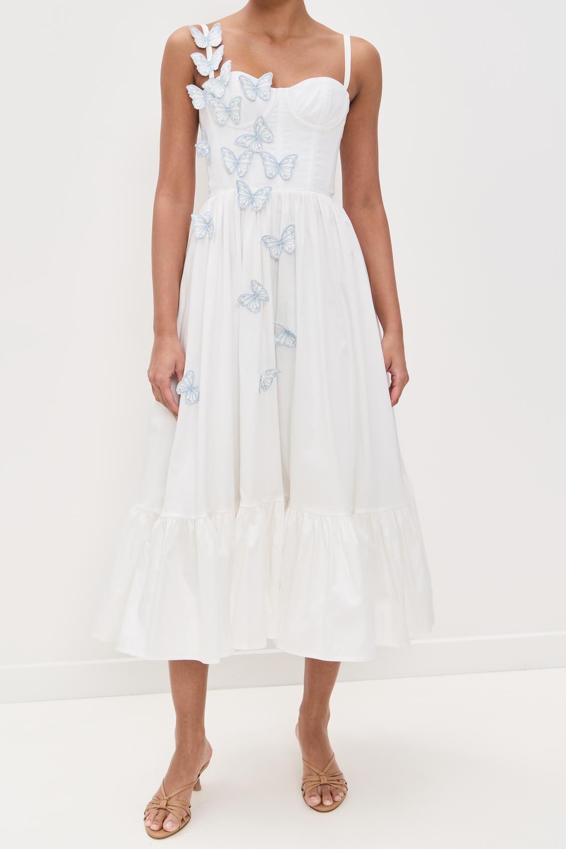 Flutter Poplin Butterfly Midi Dress