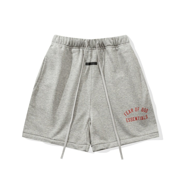 FOG Essentials 2025 Flocked Arch Letter Casual Loose Shorts