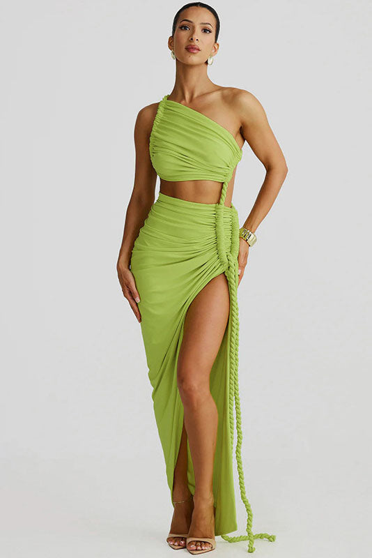 Strapless Cut-Out Lace-Up Maxi Dress