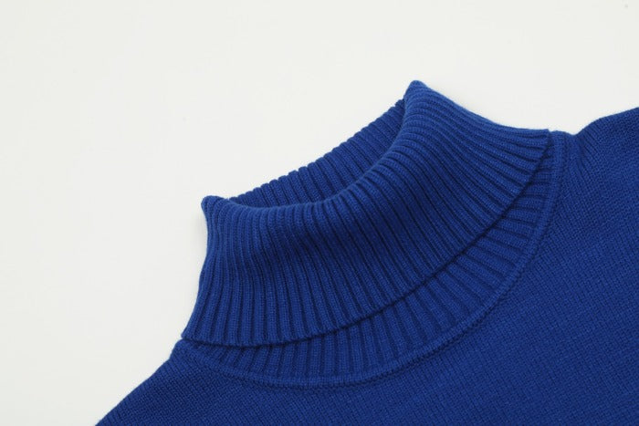 Am1 2024SS classic blue jacquard big heart turtleneck sweater