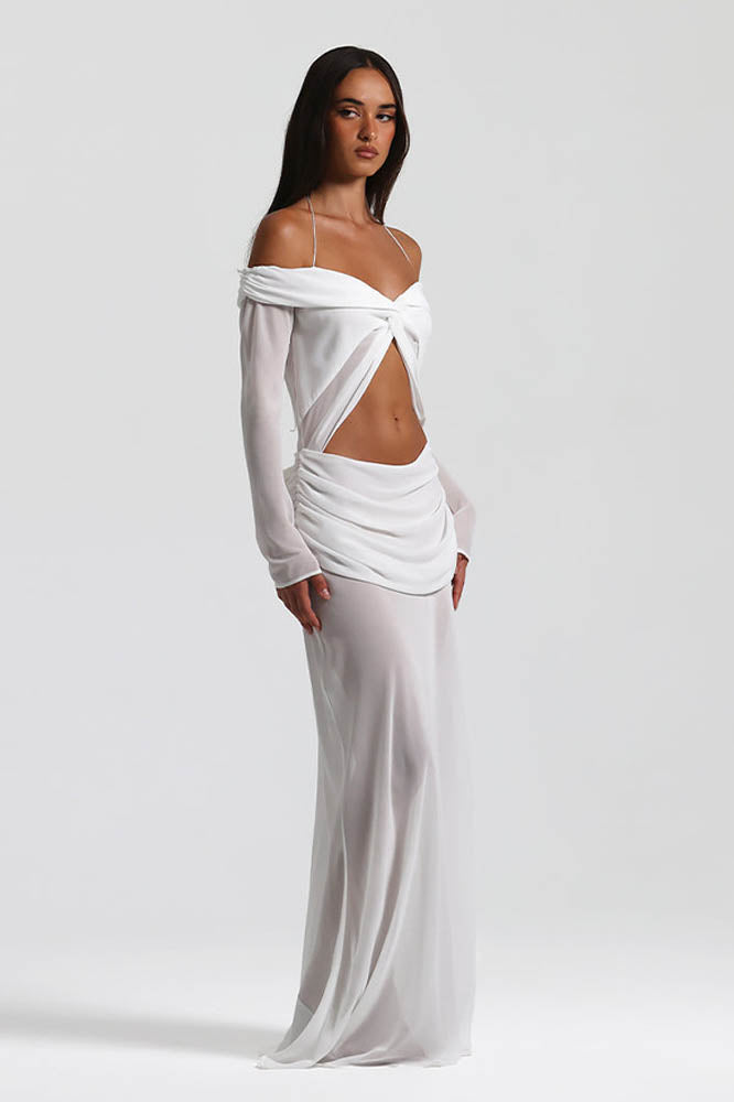 Moonlit Grace Off-Shoulder Dress