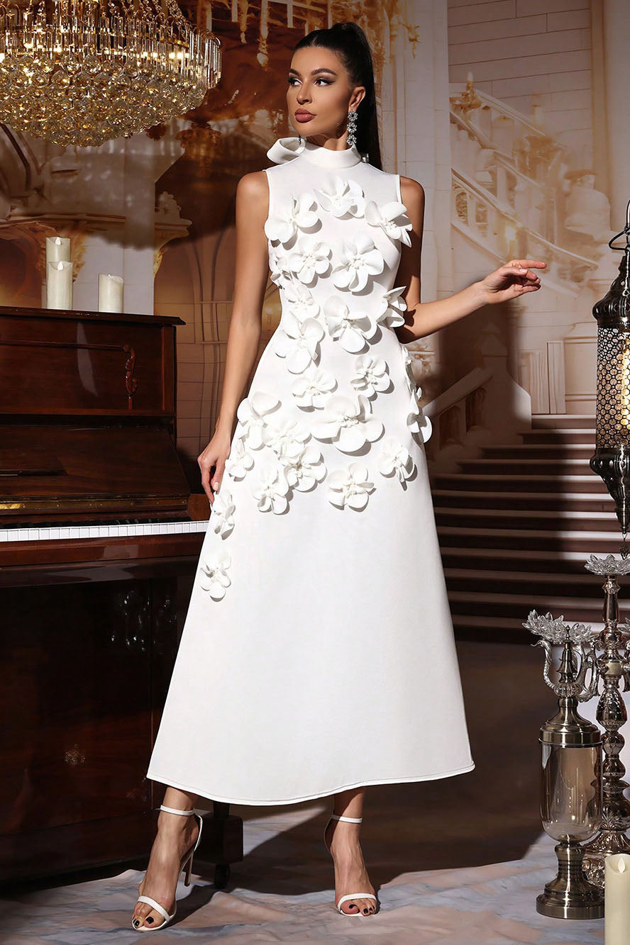 Ethel Flower Embellished Sleeveless Maxi Dress