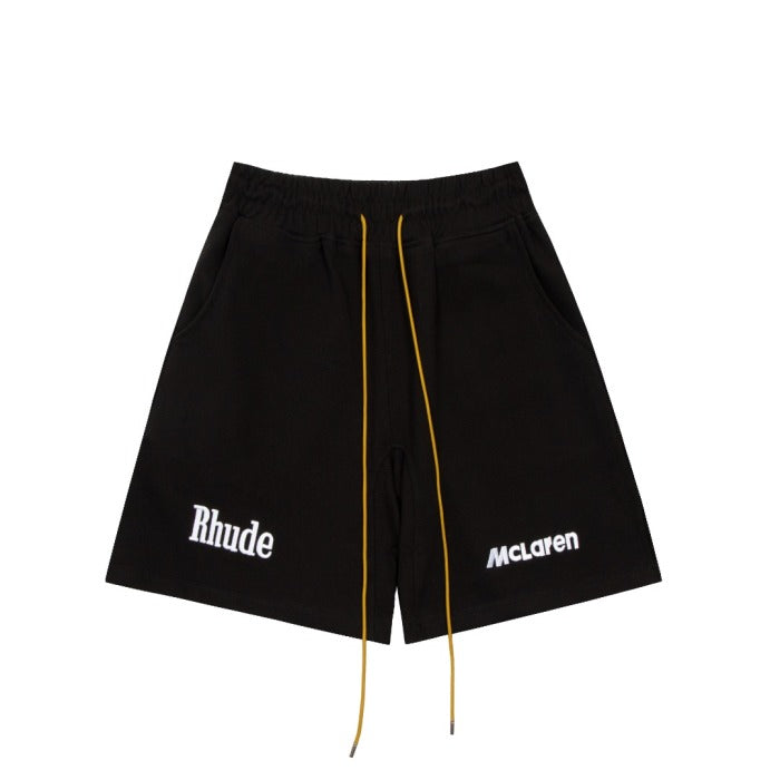 Rhud3 2023ss men's and women's classic pearl letter floral shorts