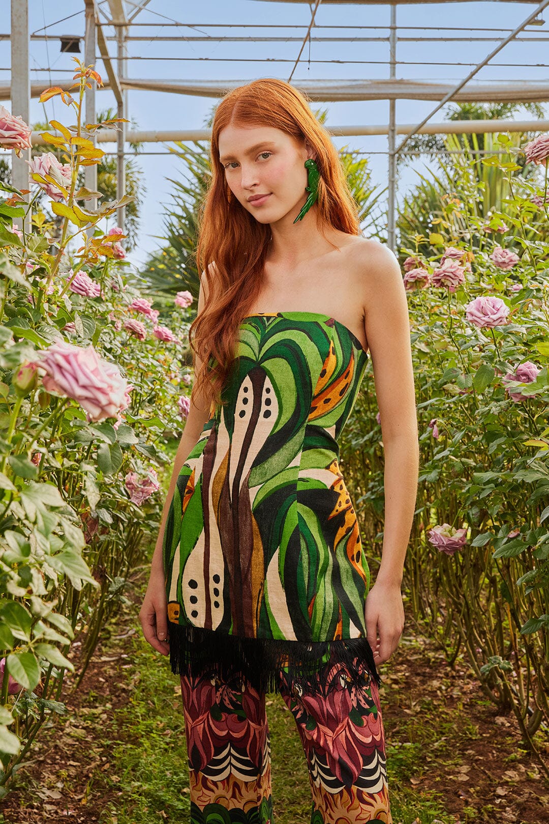 Green Coconut Tree Flow Mini Dress