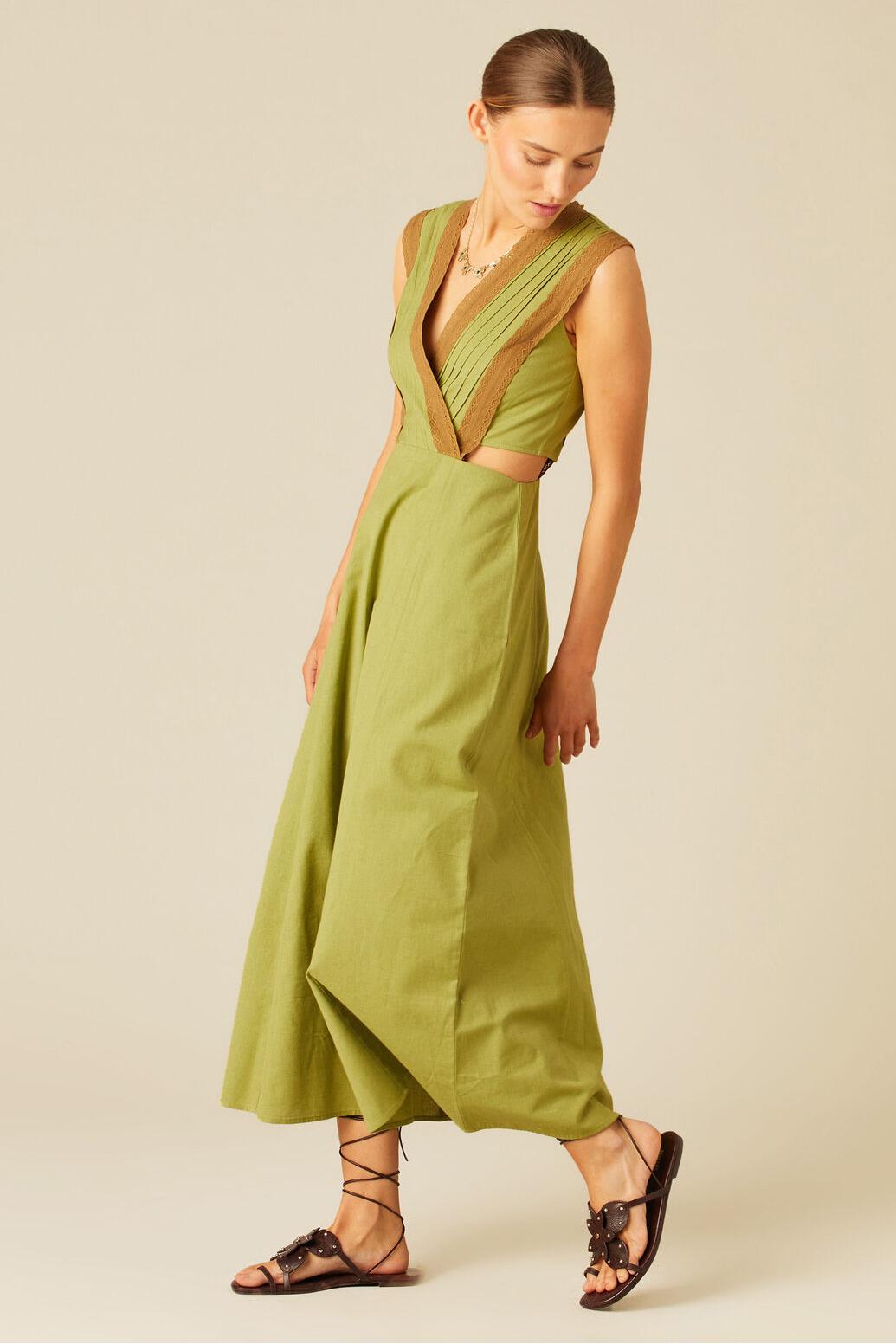 Walnut Lace Green Midi Dress