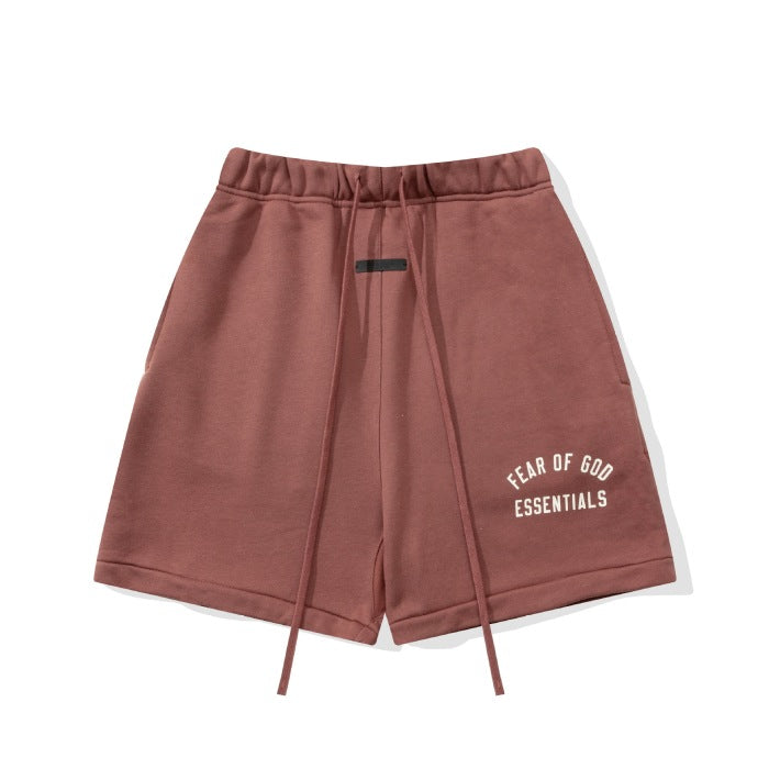 FOG Essentials 2025 Flocked Arch Letter Casual Loose Shorts