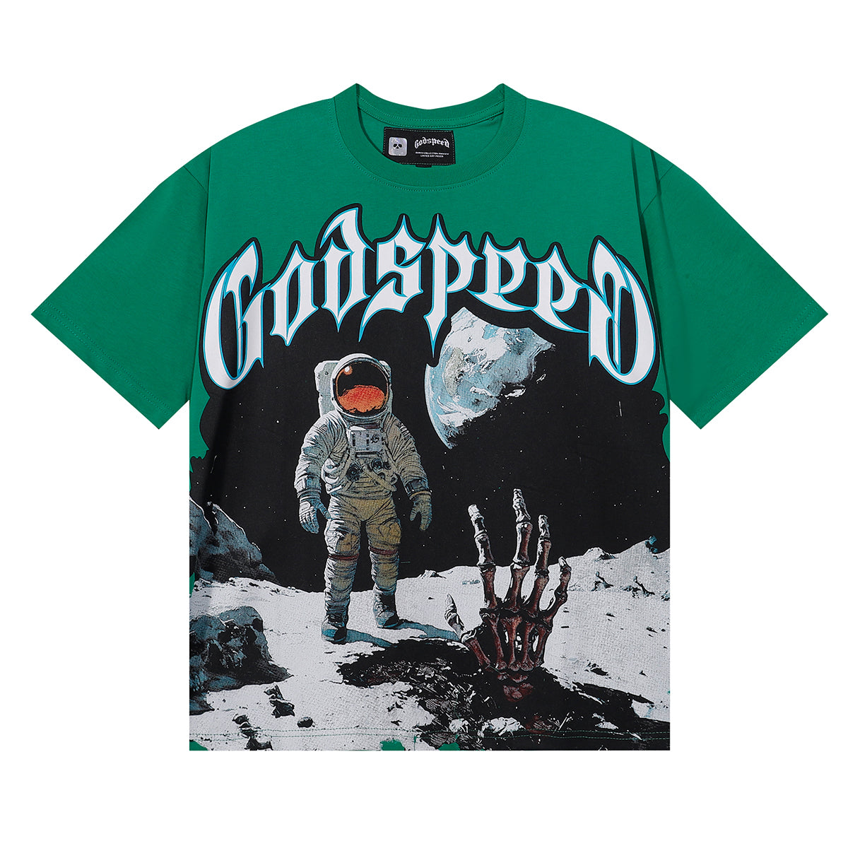 New arrival Satirical astronaut moon landing print cotton tee