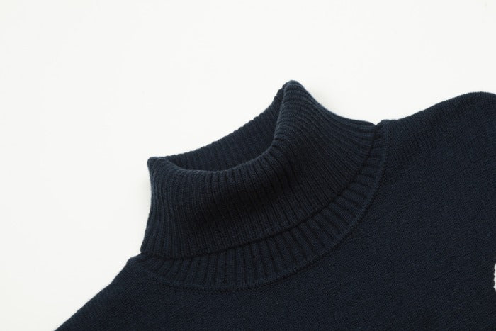 Am1 2024SS classic black jacquard big heart turtleneck sweater