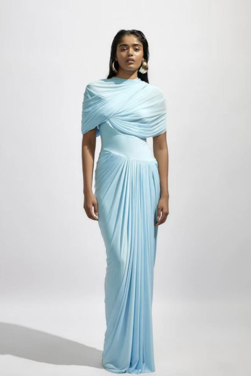 Cloud Drape Ruched Wrap Maxi Dress