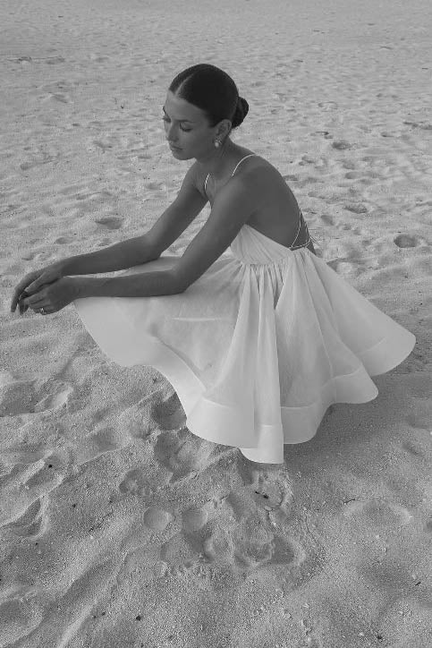 Flared Hem Deep V Backless Mini Dress