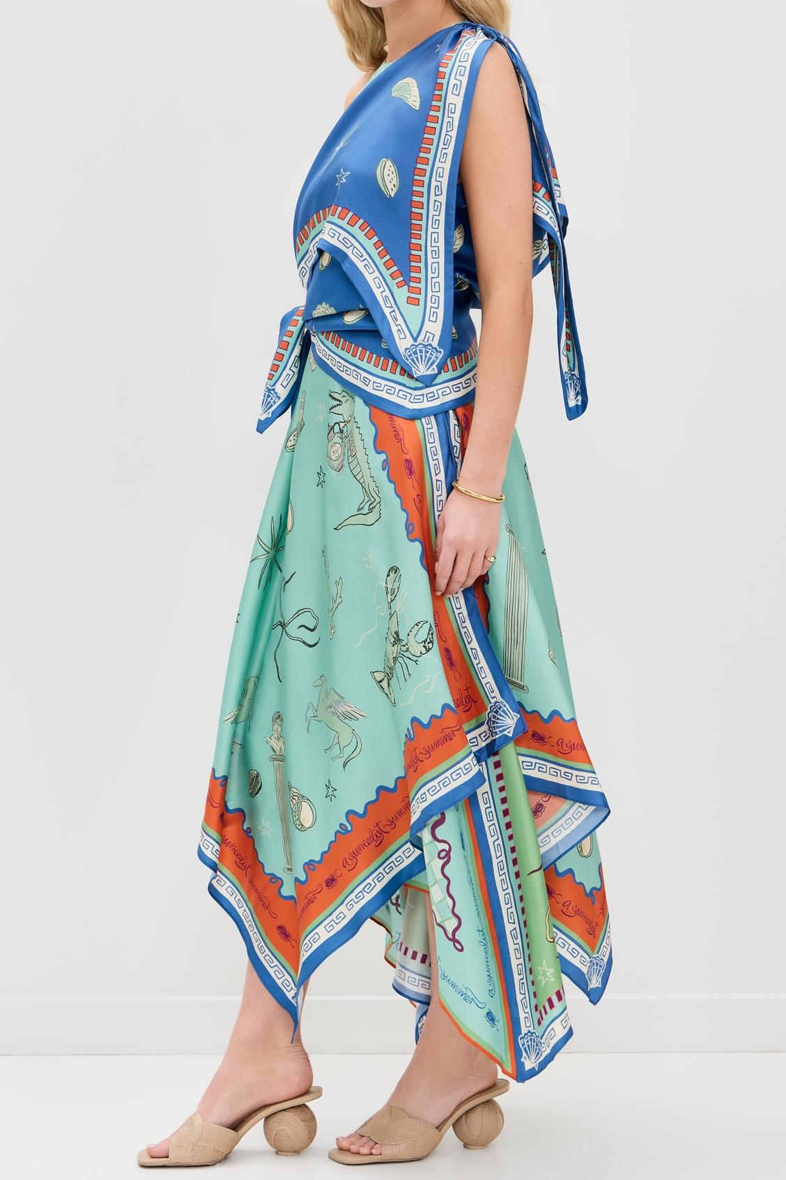 Surrealist Summer Scarf Midi Dress