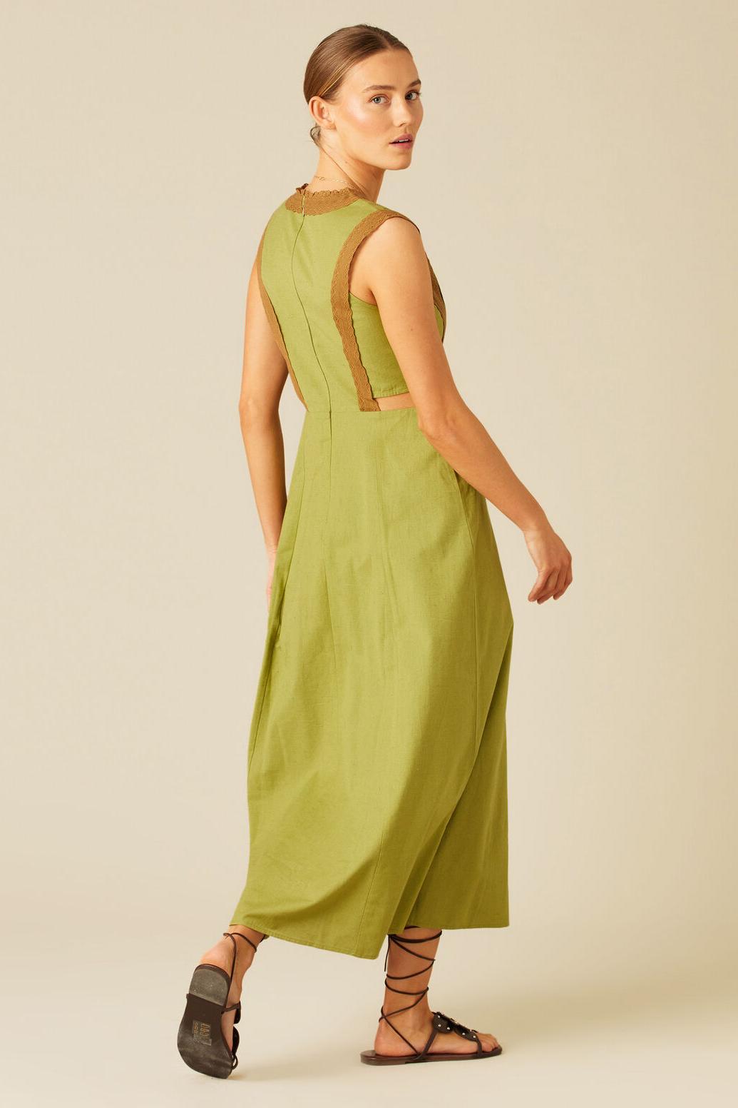 Walnut Lace Green Midi Dress