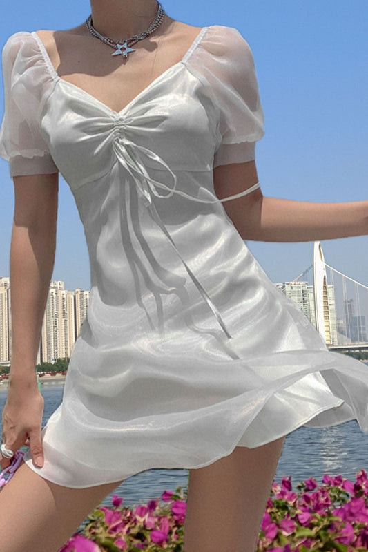 Puff - Sleeve Sheer Princess Dress