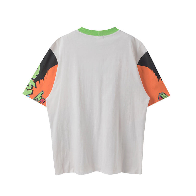 New arrival Retro racing style graffiti short-sleeved T-shirt ee