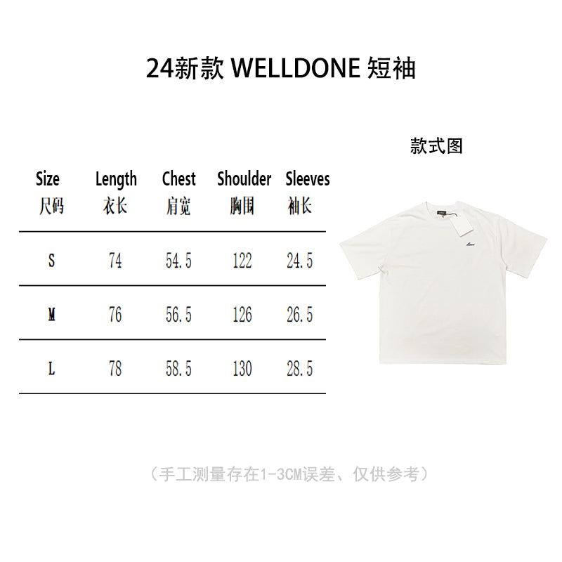 WE11D0NE Embroidered Logo Simple Color T-Shirt