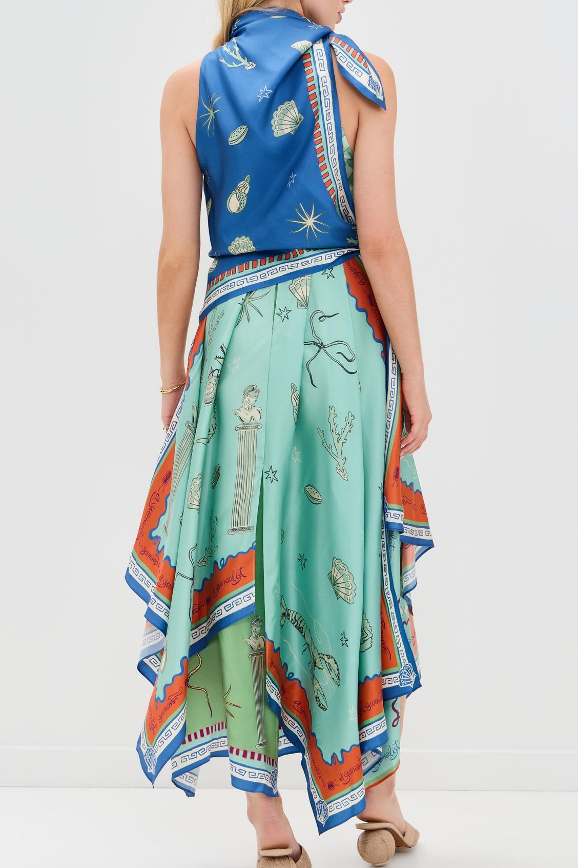 Surrealist Summer Scarf Midi Dress