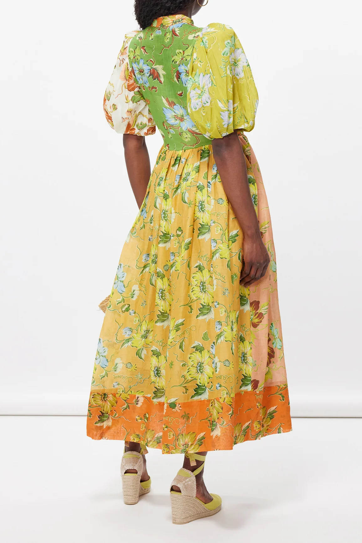 Floral Interlude Puff Sleeve Midi Dress