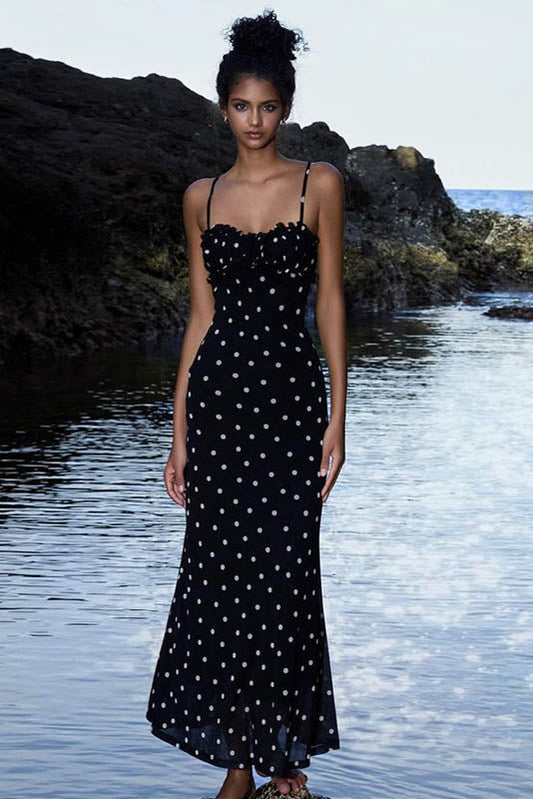 Moonlit Polka Dot Maxi Dress