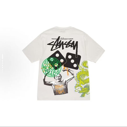 New arrival old man dice letters graffiti cotton tee