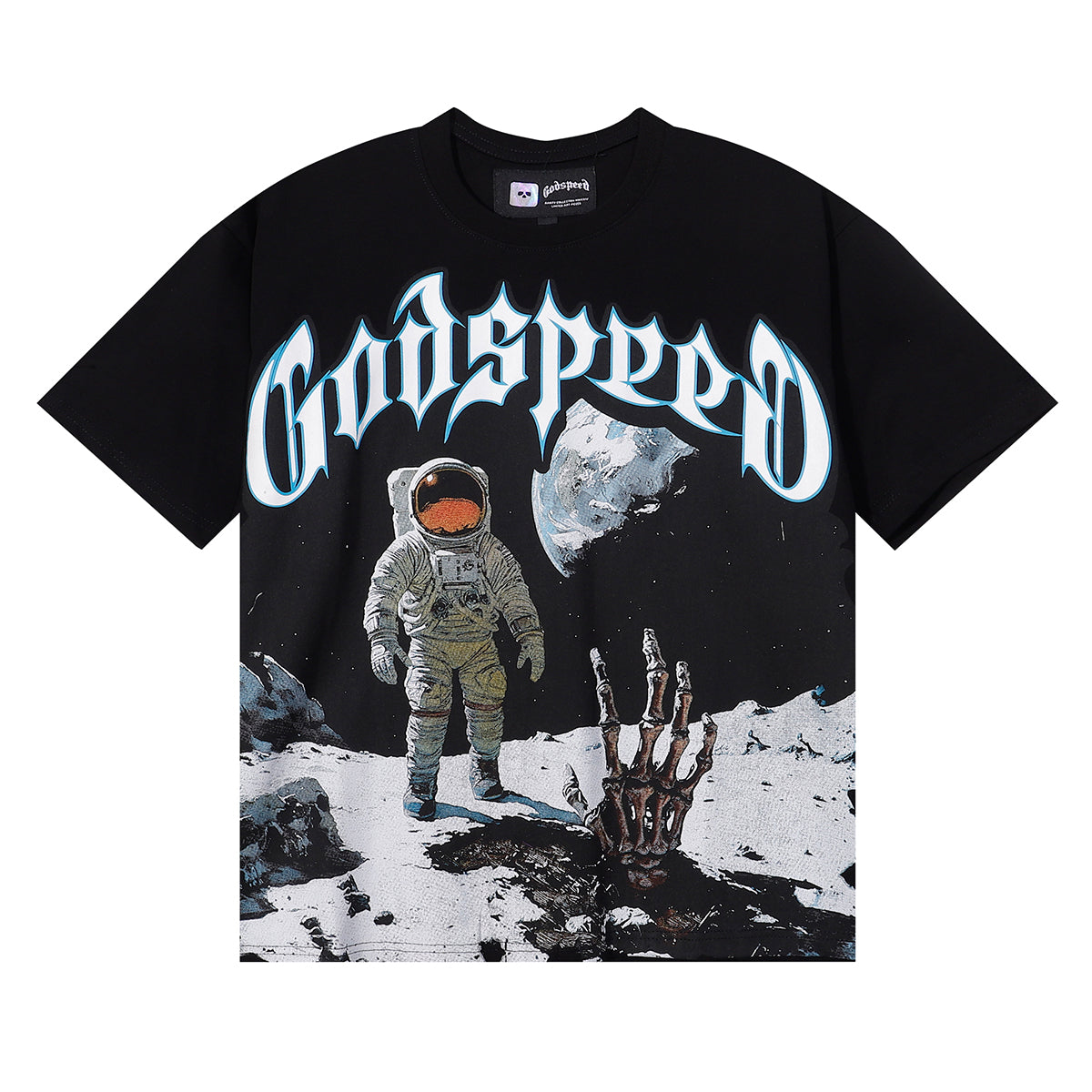 New arrival Satirical astronaut moon landing print cotton tee