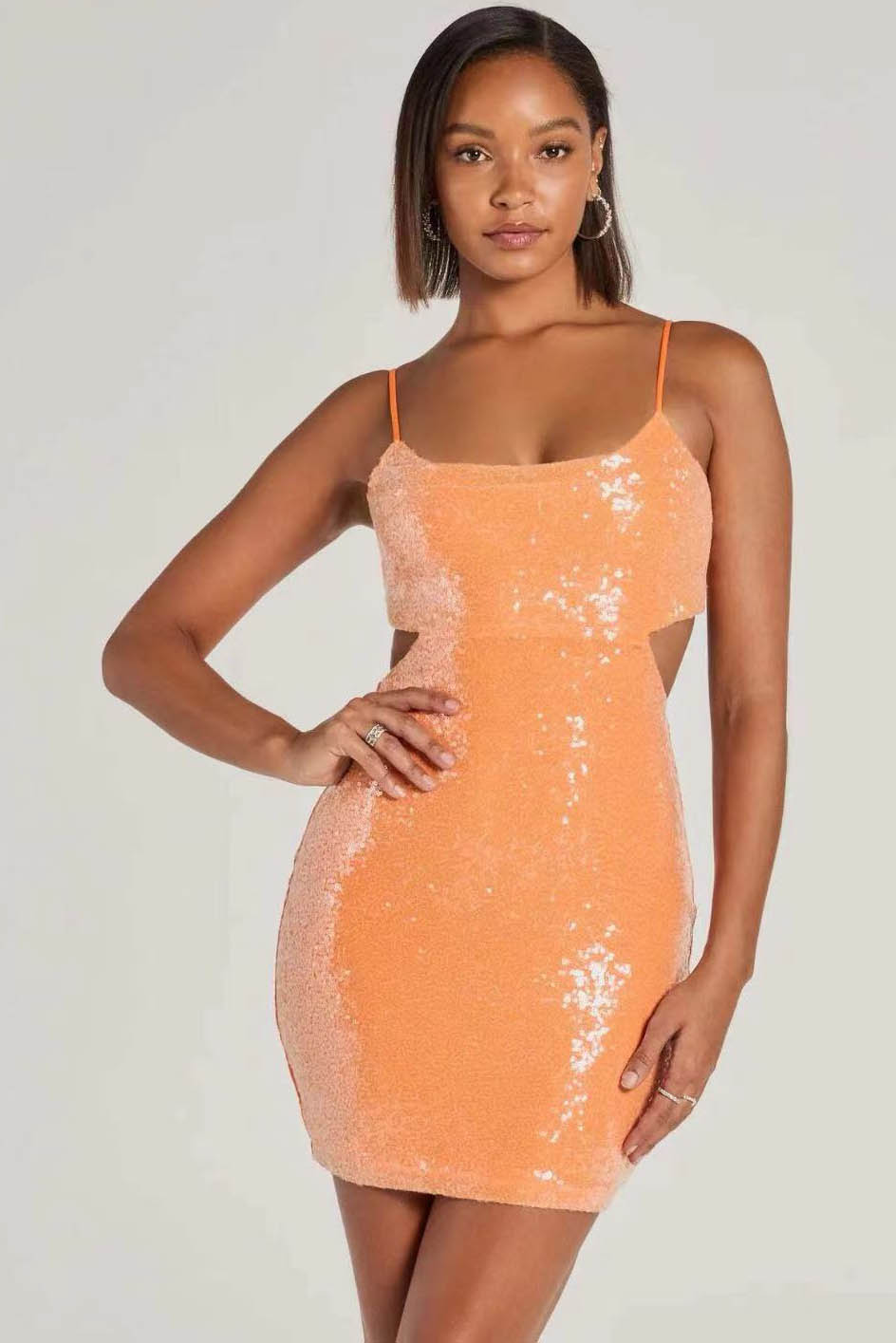 Unique Backless Spaghetti Strap Mini Dress