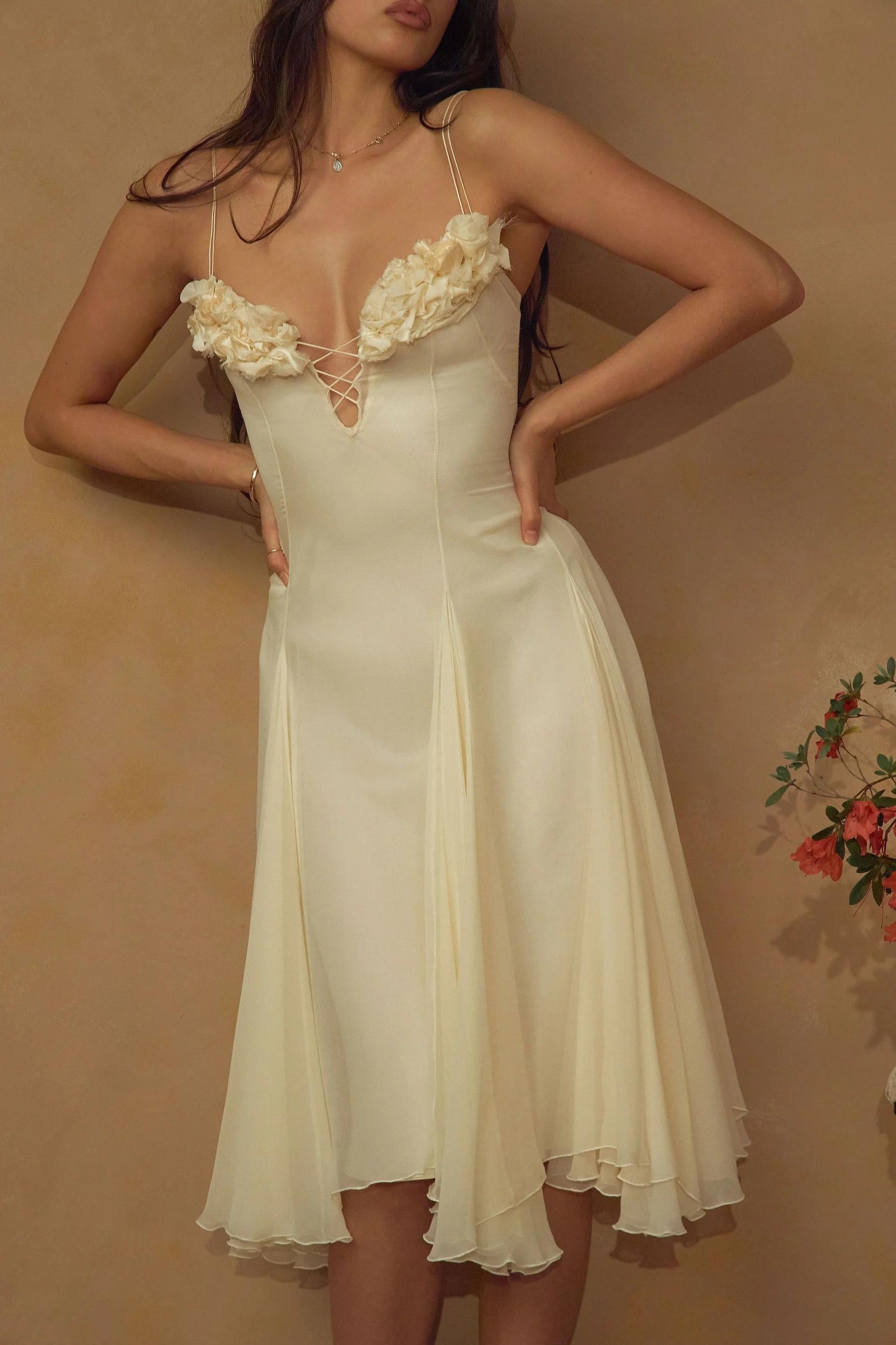 Floral Embellished Cami Midi Dress