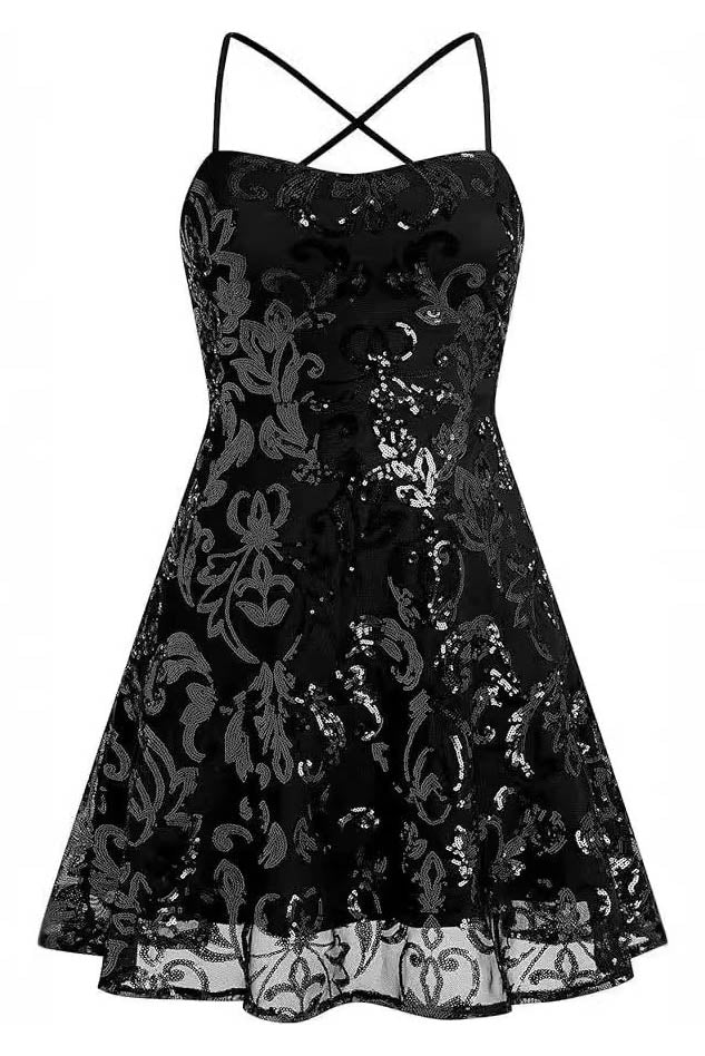 Sleeveless Sequin Strap Mini Dress