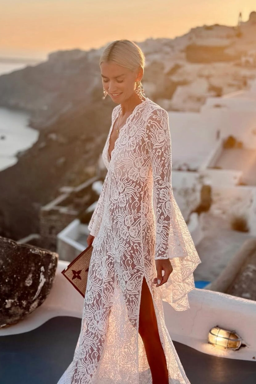 Lace Bell Sleeve Maxi Dress