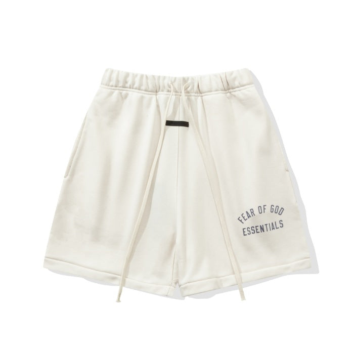 FOG Essentials 2025 Flocked Arch Letter Casual Loose Shorts
