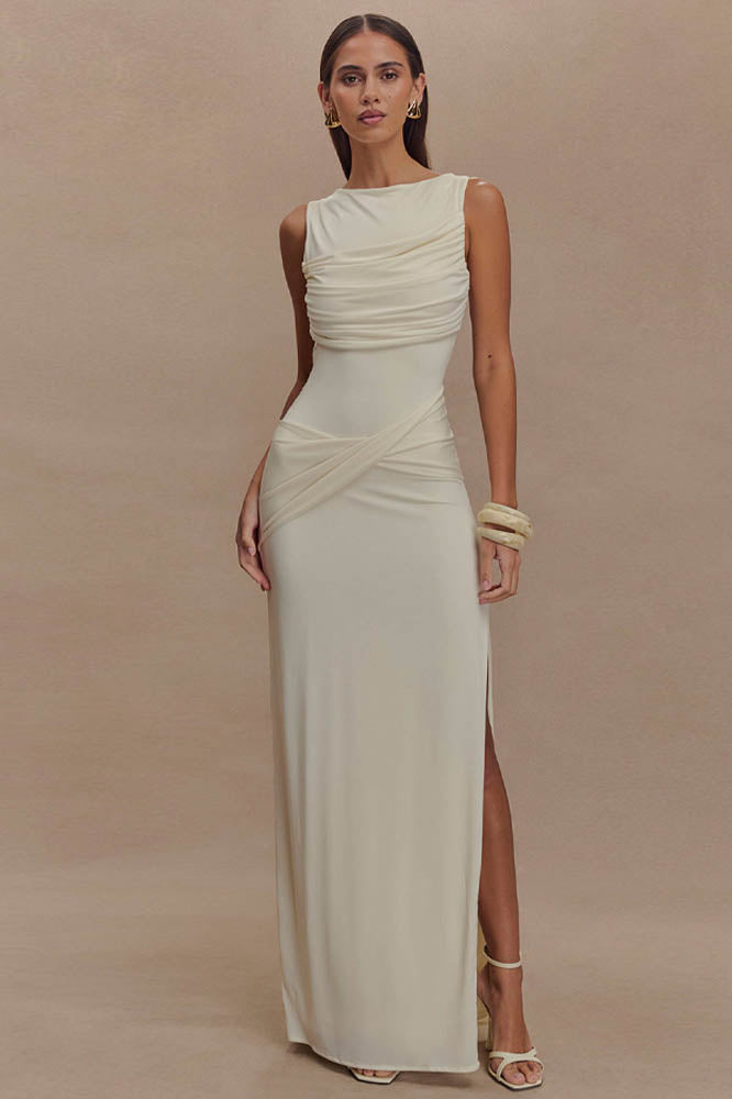 Serene Trace Backless Midi Dress