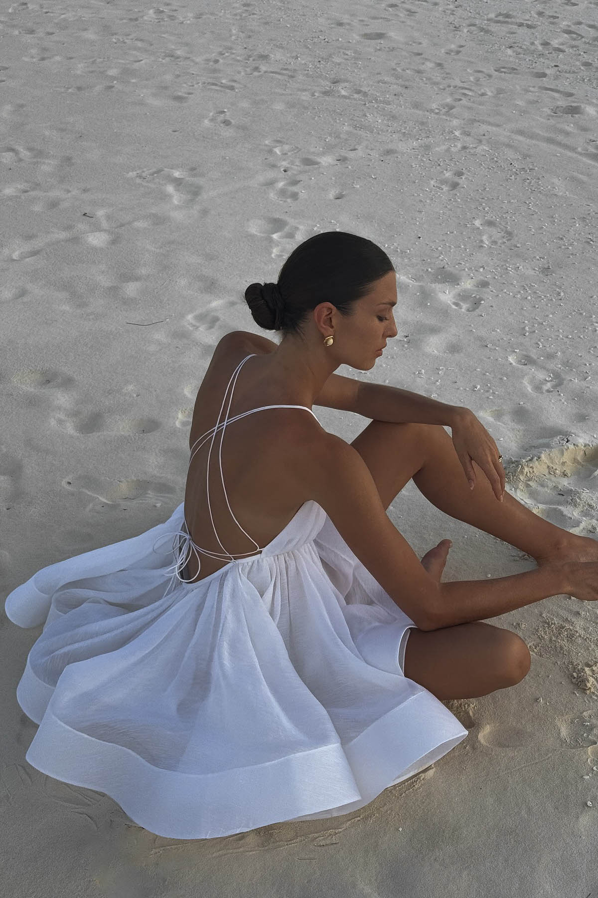 Flared Hem Deep V Backless Mini Dress