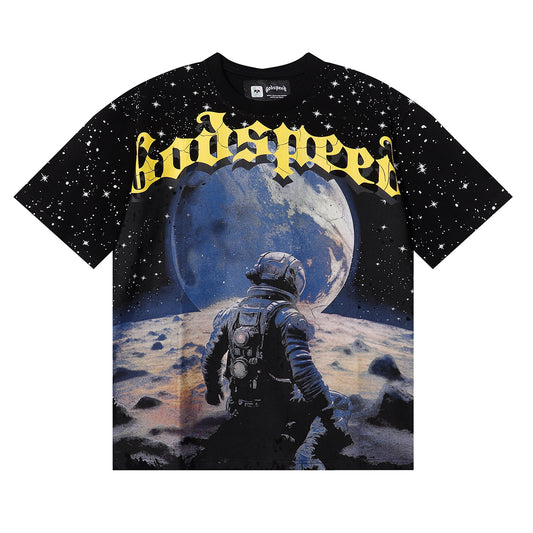 new arrival Astronaut Earth with Starry Sky Print cotton tee